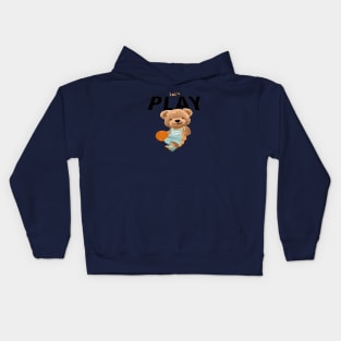 bear playing basketball : Lets play quote Kids Hoodie